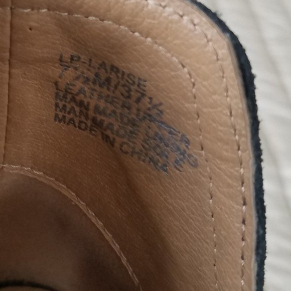 Lucky Brand Peep Toe Perforated Black Suede Booties - 7.5 - Picture 5 of 6